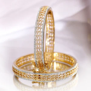 RUBANS Brass Gold-plated Bangle Set (Pack of 2)